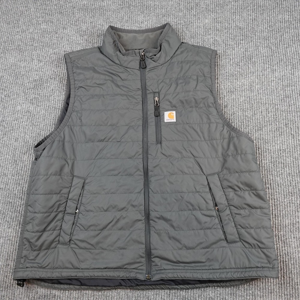 Carhartt Vest Mens 2XL Gray Rain Defender Quilted Full Zip Insulated 0V2286-M